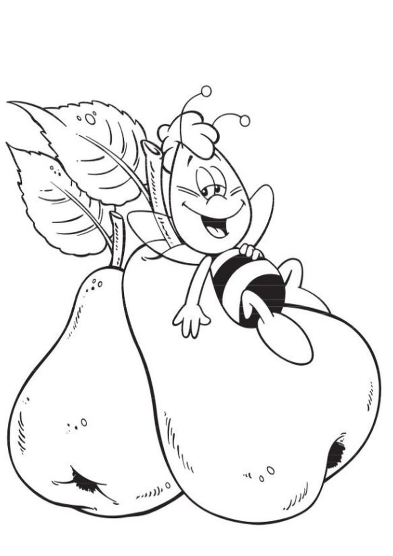 Willy is resting on pears coloring page